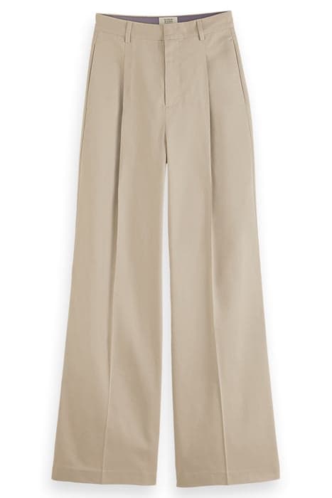 ROSE - PLEATED HIGH RISE WIDE LEG CHINO PANTS SOFT TAUPE by Scotch & Soda