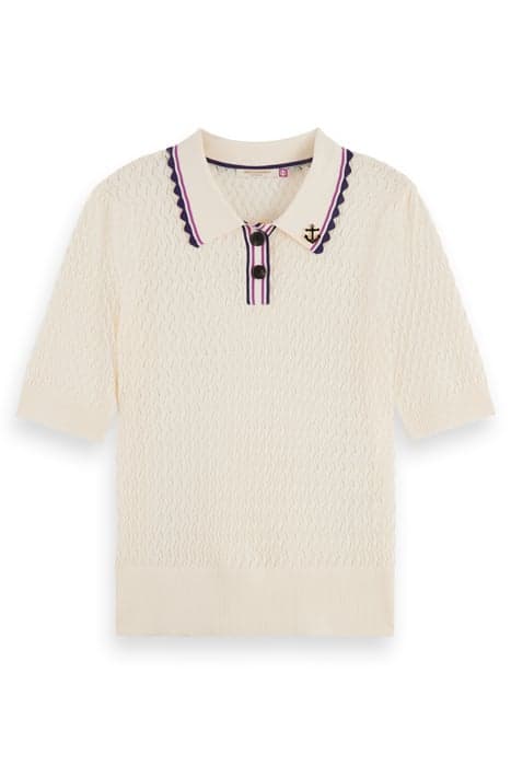 POINTELLE COLLARED KNITTED TEE SOFT ICE by Scotch & Soda