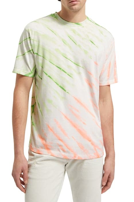 DIAGONAL TIE DYE T-SHIRT SWAN/ NEON TIE DYE by Scotch & Soda