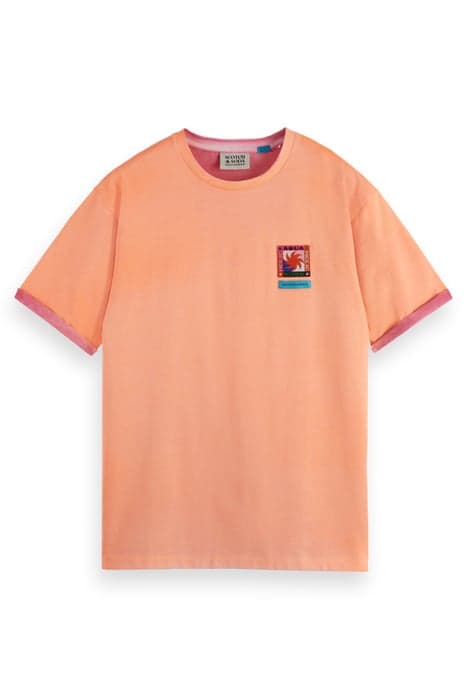 TWO COLOUR SPRAYED T-SHIRT WASHED NEON PEACH by Scotch & Soda