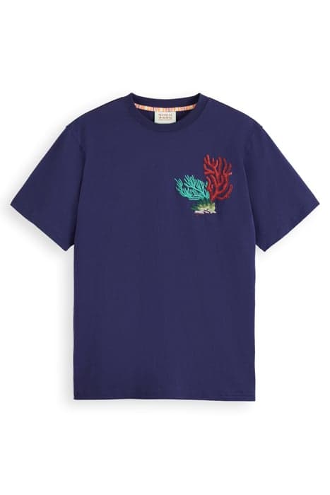 EMBROIDERED CORAL T-SHIRT NAVY BLUE by Scotch & Soda