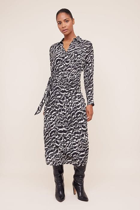 SHIRT DRESS WITH WRAP GREY / BLACK by Vanilia