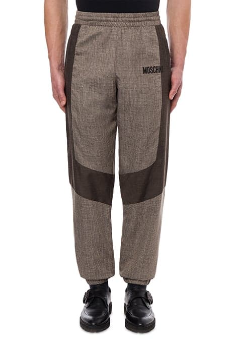 PATCHWORK NYLON WOOL JOGGERS GREY by Moschino