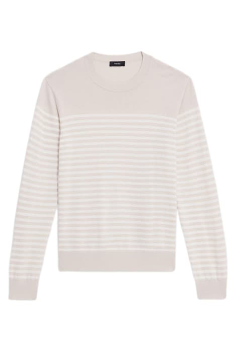 STRIPED CREWNECK SWEATER IN MERINO WOOL SAND MULTI by THEORY