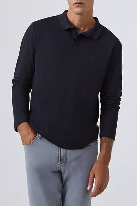 BLACK LONG-SLEEVE POLO SHIRT BLACK by IKKS