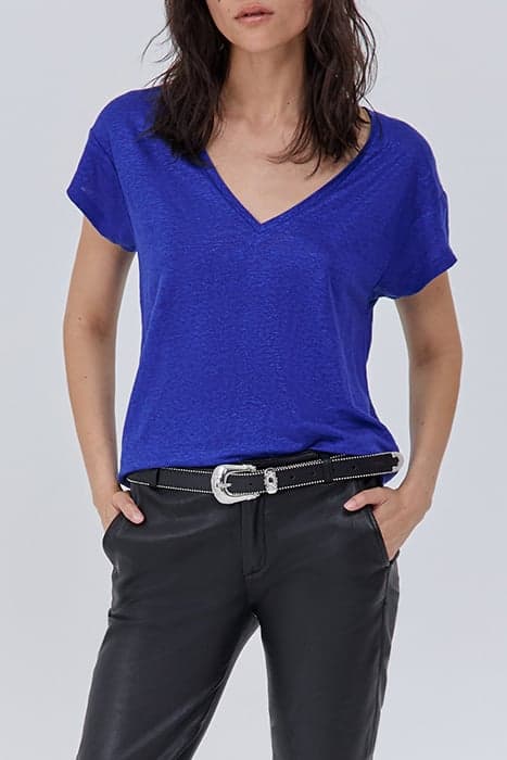 BLUE FOIL LINEN KNIT T-SHIRT KLEIN by IKKS