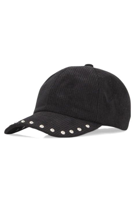 BLACK STUDDED CORDUROY CAP BLACK by IKKS