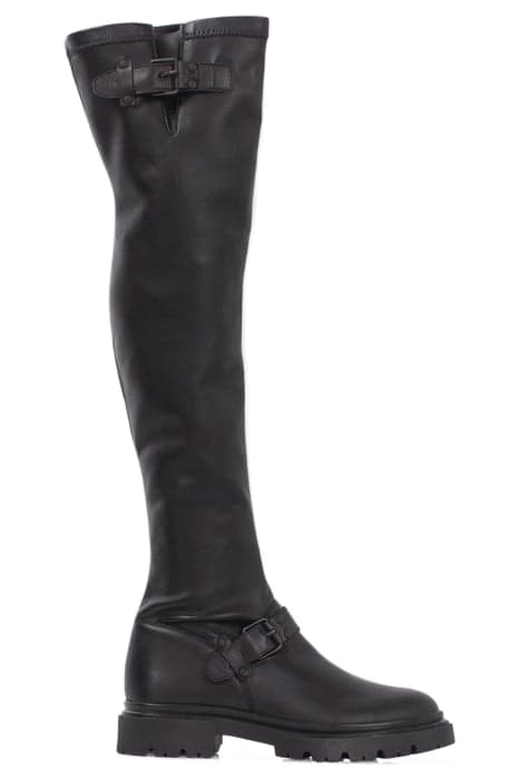 BLACK THIGH-HIGH BOOTS WITH LUGGED SOLES BLACK by IKKS