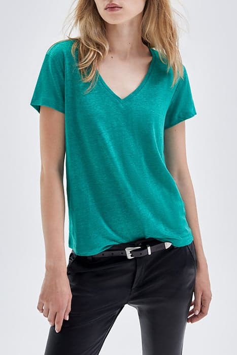 MINT EMBROIDERED LINEN KNIT T-SHIRT MINT by IKKS