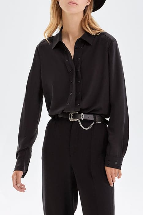 PURE EDITION- BLACK SILK SHIRT WITH EYELETS BLACK by IKKS