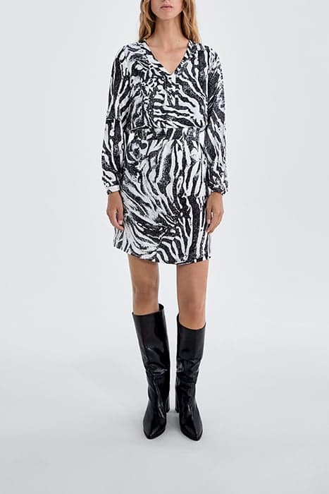 PURE EDITION- ECRU ZEBRA PRINT DRESS OFF-WHITE by IKKS