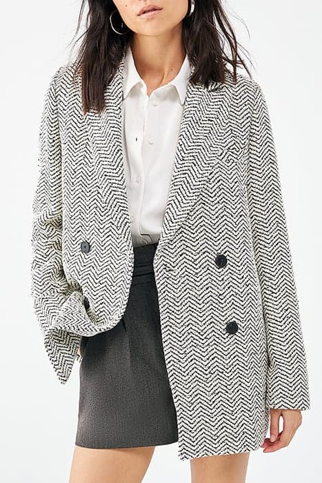 COTTON CHEVRON PRINT DOUBLE-BREASTED COAT LIMESTONE by IKKS