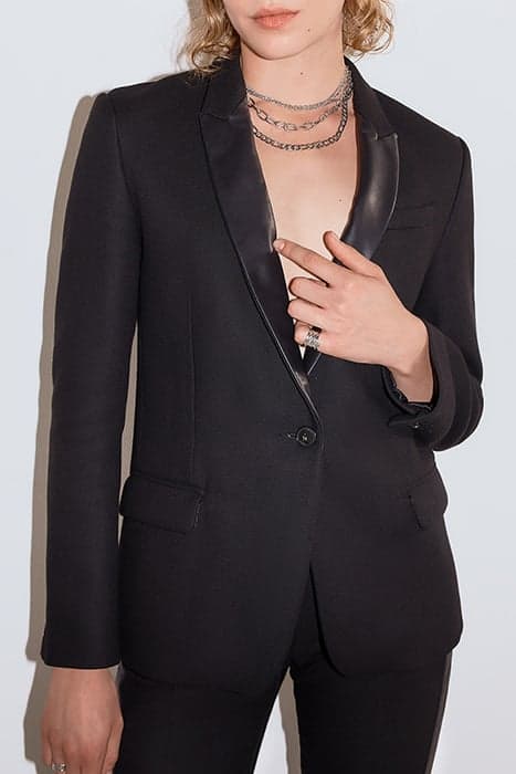 PURE EDITION BLACK SUIT JACKET WITH LEATHER LAPEL BLACK by IKKS