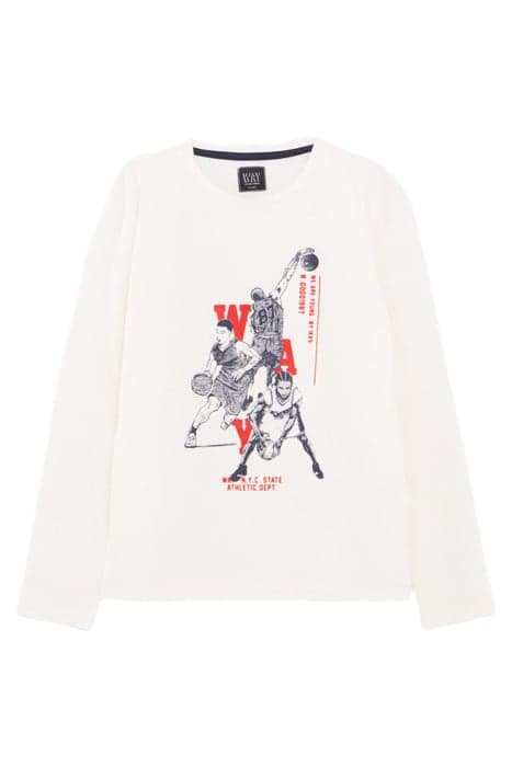 BOYS’ WHITE BASKETBALL PLAYER IMAGE T-SHIRT OFF-WHITE by IKKS