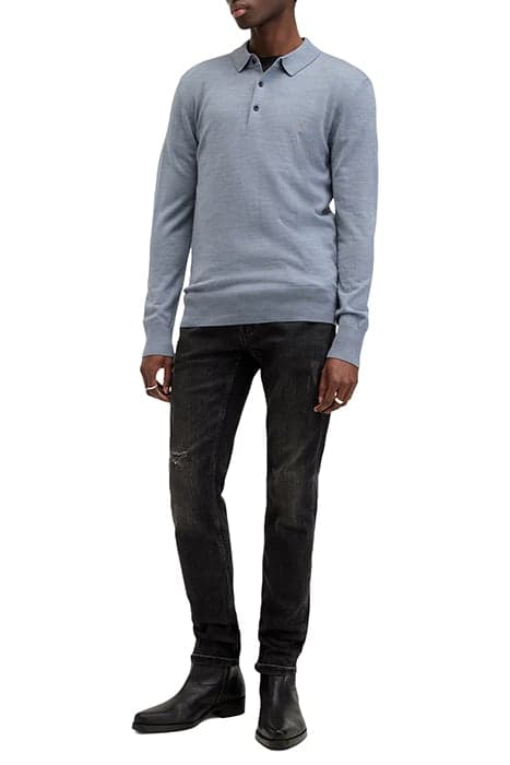 MODE MERINO LS POLO DUSTY BLUE by AllSaints