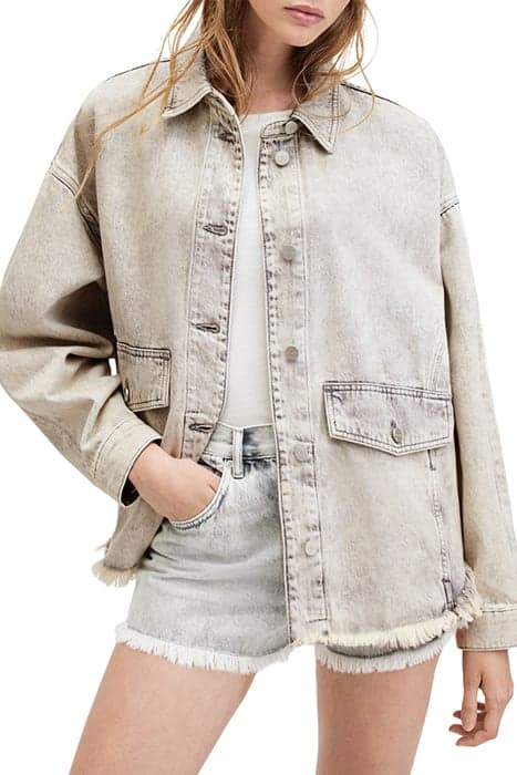 HETTIE DENIM SHACKET SNOW GREY by AllSaints