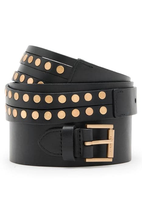 LEONIE STUD WIDE BLT BLACK/WARM BRASS by AllSaints