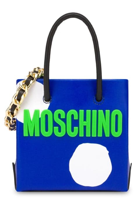 POLKA DOTS MICRO SHOPPER WITH CHAIN BLUE by Moschino