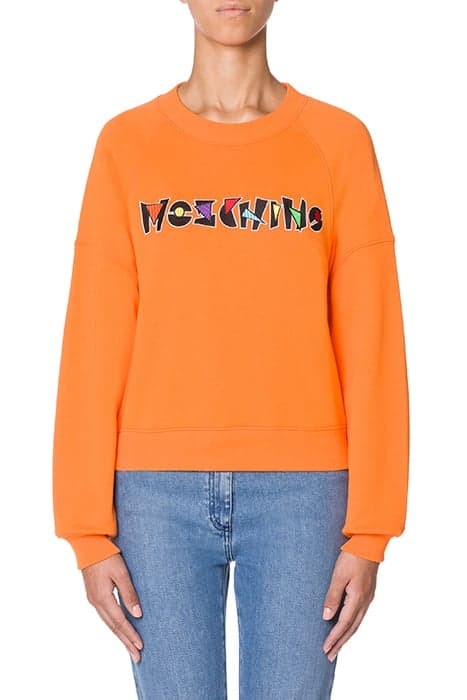 GEOMETRIC LOGO COTTON SWEATSHIRT ORANGE by Moschino