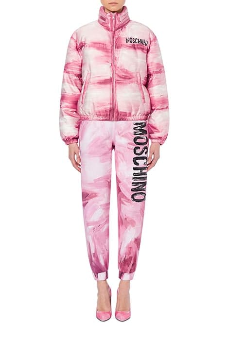 PAINTING NYLON DOWN JACKET PINK by Moschino