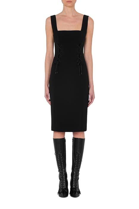 BONDAGE LACING CREPE DRESS BLACK by Moschino