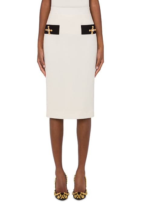 FAUCET DETAILS BOUCLÉ SKIRT WHITE by Moschino