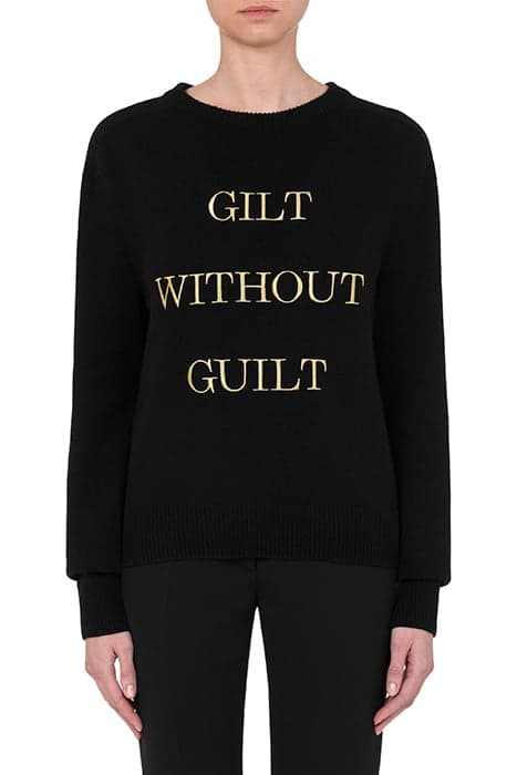 GILT WITHOUT GUILT REGENERATED CASHMERE SWEATER BLACK by Moschino