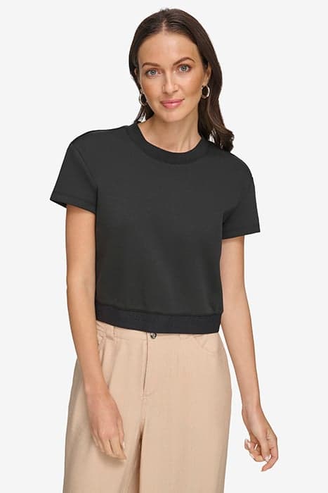 S/S LOGO CROP TOP BLACK by DKNY