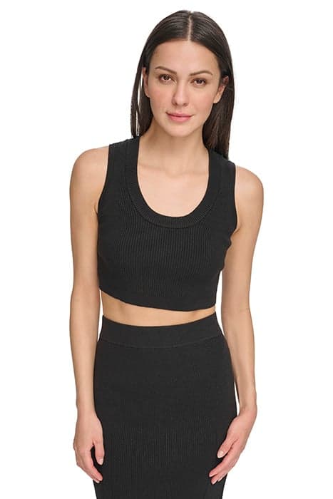 S/L KNIT CROPPED TAN BLACK by DKNY