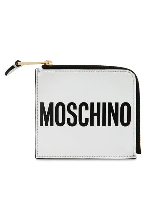 LEATHER WALLET WITH LOGO WHITE by Moschino