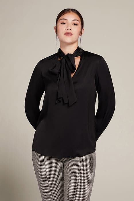 ECOVERO™ SATIN BLOUSE WITH BOW BLACK by Elena Mirò