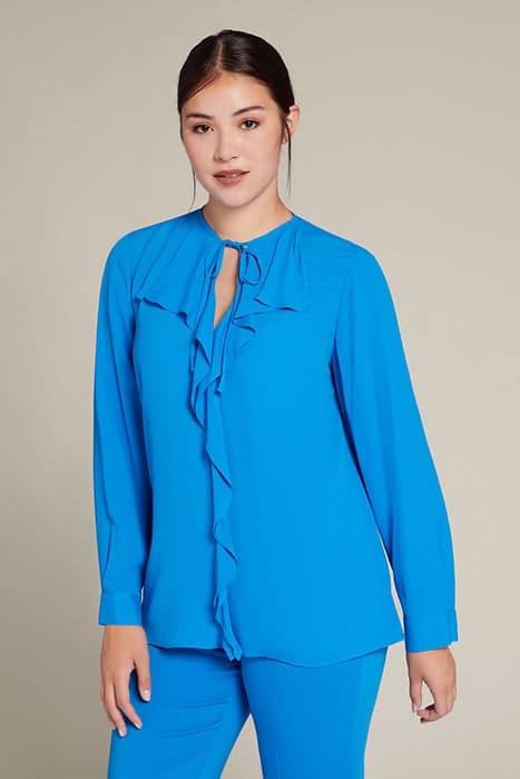 BLOUSE WITH RUFFLE AND BOW BLUE by Elena Mirò