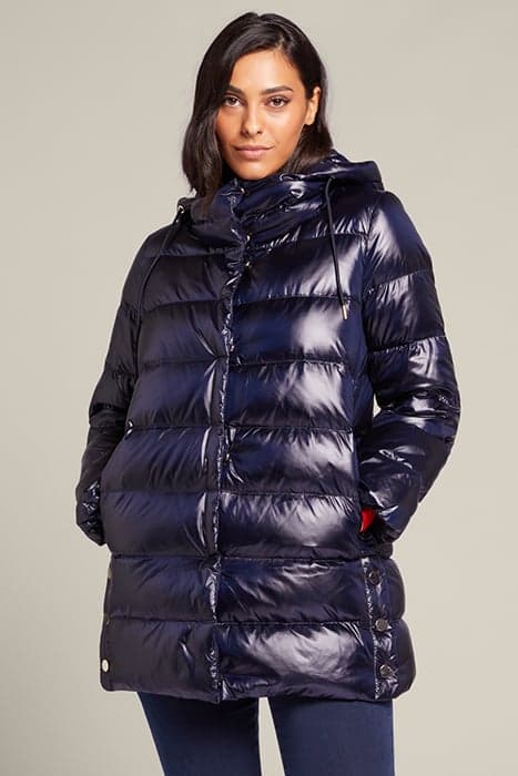 DOWN JACKET WITH SIDE SNAP BUTTONS BLUE by Elena Mirò