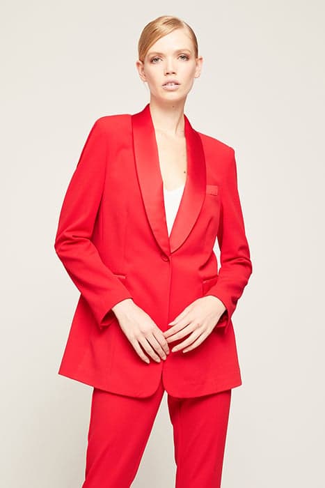 LONG SINGLE-BREASTED SOLID COLOUR BLAZER RED by Motivi