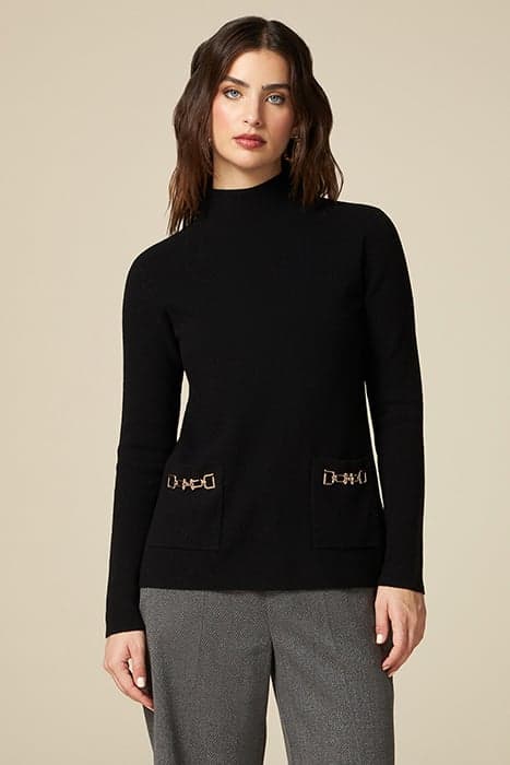 TURTLENECK SWEATER WITH POCKETS AND CHAINS BLACK by Oltre