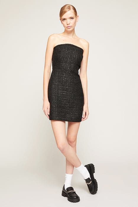 SHORT LUREX TWEED BUSTIER DRESS BLACK by Motivi