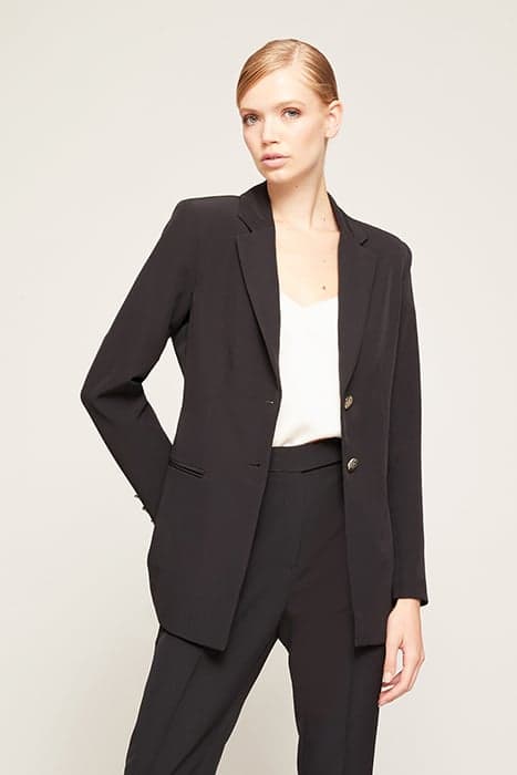 SINGLE-BREASTED SOLID COLOUR BLAZER BLACK by Motivi