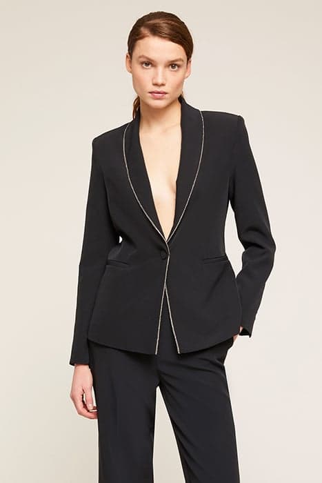 SINGLE-BREASTED BLAZER WITH JEWEL BORDER BLACK by Motivi