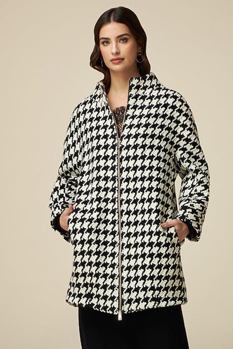 WOOL BLEND HOUNDSTOOTH COAT WHITE by Oltre