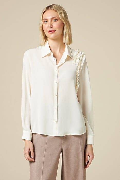 GEORGETTE SHIRT WITH RUCHING WHITE by Oltre