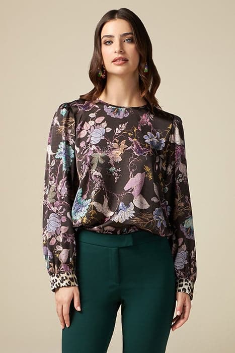 PATTERNED SATIN BLOUSE NATURAL by Oltre