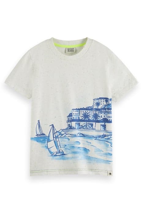 RELAXED-FIT PLACED ARTWORK NEPS T-SHIRT ECRU by Scotch & Soda