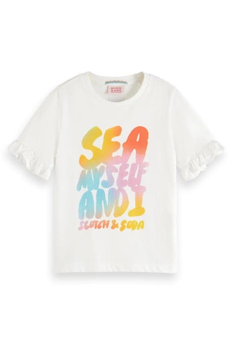 RUFFLE DETAIL REGULAR-FIT T-SHIRT WHITE by Scotch & Soda