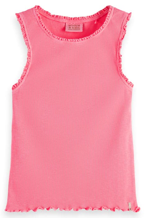 FITTED RIBBED TANK TOP NEON PINK by Scotch & Soda