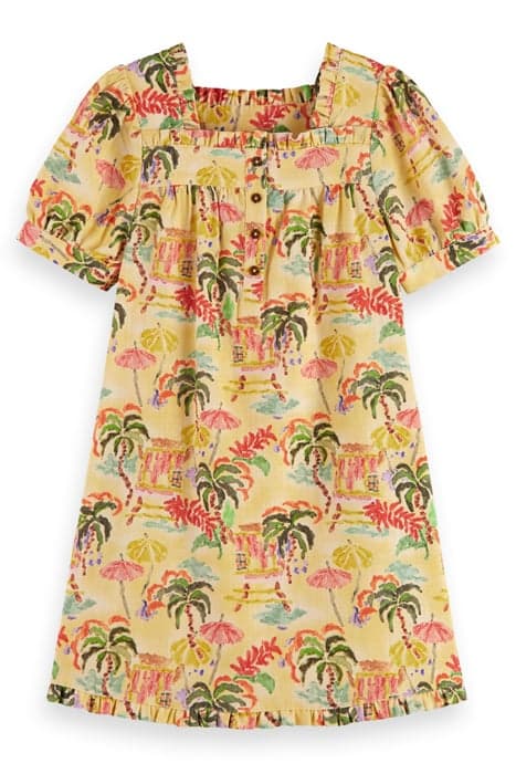 ALL-OVER PRINTED SHORT-SLEEVED LINEN BLEND DRESS SUNSHINE SU by Scotch & Soda