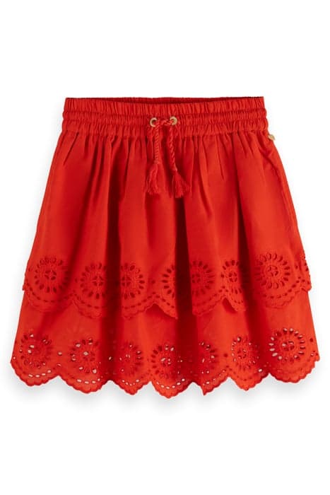 TIERED BRODERIE ANGLAISE SKIRT LOBSTER RED by Scotch & Soda