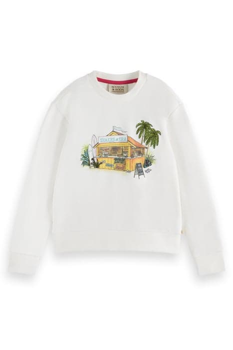 EMBROIDERED AND PRINTED RELAXED-FIT SWEATSHIRT OFF WHITE by Scotch & Soda