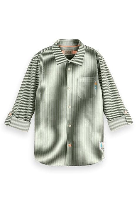 REGULAR-FIT - PRINTED STRIPE SEERSUCKER SHIRT SEAWEED GREEN  by Scotch & Soda