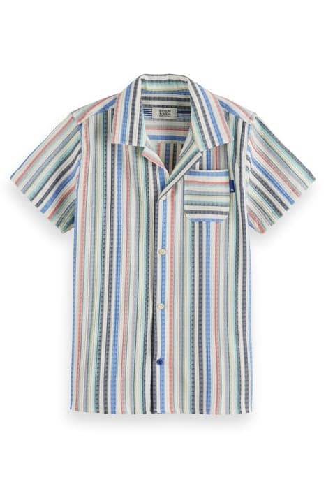 STRUCTURED SHORT-SLEEVED STRIPE SHIRT MULTI STRIPE BLUE RED by Scotch & Soda