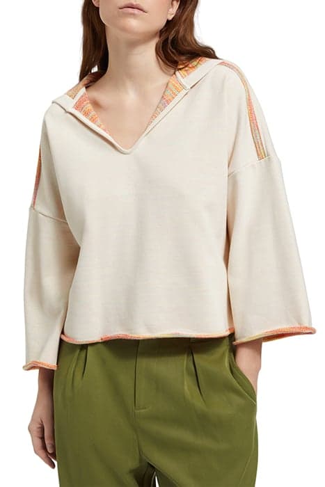 SLOUCHY FIT SHOULDER DETAIL HOODIE SOFT ICE by Scotch & Soda